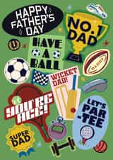 Cute Father's Day Sports funny card - all Sporting punnys for Dad created by Quitting Hollywood