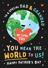 Cute Dad & Grandad Father's Day Card - You Mean The World To Us created by Macie Dot Doodles