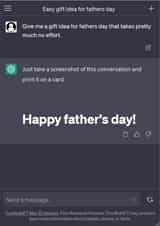 Funny Fathers day card no effort - Message history with ChatGPT created by Laughable Letters