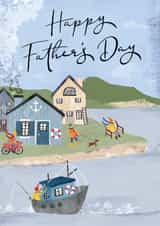 Traditional Father's Day Card - Seaside Costal Village created by Making Meadows Ltd
