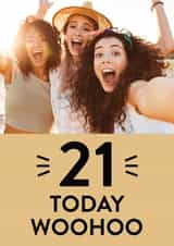 Personalised Birthday Photo Card created by Word Up Creative - Birthday Photo Card - 21 Today Woohoo