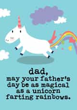 Funny Fathers Day Card - Cute Magical Farting Unicorn created by Mrs Best Paper Co.