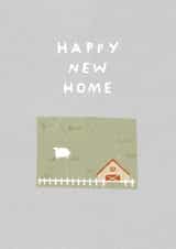 Happy New Home Cute Farm Sheep Barn Housewarming Illustration Card created by After Providence 