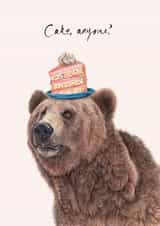 Funny Birthday Card - Grizzly Bear - Cake Anyone? created by Beth Goodwin