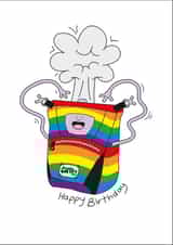 Cute Rainbow Climbing Chalk Bag Happy Birthday Card for your climbing friend! created by lparrdesigns