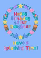 Cute, under water,  sea creature themed birthday card for your daughter. created by Pleasant Perricot