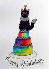 Birthday Card - The Cat wtih the Party Hat created by artmilli