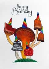 Birthday Card - Mushroom with Party Hats created by artmilli