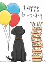 Cute Birthday card - Black Labrador - Cake created by Lucy Driver