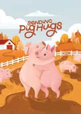 Sending Pig Hugs - Cute Illustrated "Thinking of You" Card | Animal Pun Card created by Nyassa Hinde