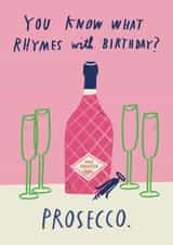 Funny Boozy Birthday Card For Prosecco Lovers - Prosecco Bottle created by Alice Mole Illustration