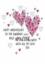 A cheeky happy anniversary card to your amazing wife. created by Eggbert & Daisy