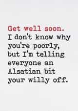 Funny Get Well Soon Card - Alsatian Accident! created by Brainbox Candy