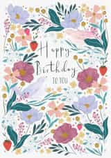 Pretty Birthday Card - Birds - Flowers created by Holly & Wildflower