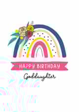 Bright and colourful rainbow and flowers card for a lovely Goddaughter created by Evie Garnett Designs