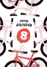 Classic Birthday Card - 8 years old - Illustration Red Bike created by patternmuse