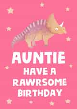 Cute Birthday Card - Auntie - Dinosaur created by tea please