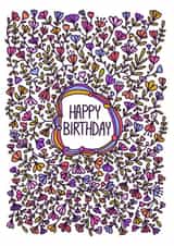Pretty Birthday Card for Friends and Family - Floral Line Art - Happy Birthday created by Stephanie Mcrae