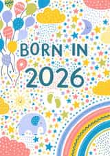 Pretty New Baby Card - Born in 2026 created by Pear Tree Press