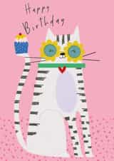 Cute Birthday Card - Happy Cat created by Laura Darrington Design Ltd.