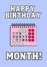 Cute Happy Birthday Card - Pink and Purple - It's Party Time Calendar created by JZW Studios