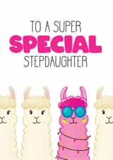 Funny Birthday Card - Stepdaughter - Llama created by Bev O'Connor || @oconnordesign