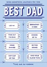 Best Dad Voucher Card - Fathers Day - Birthday - Cute Thoughtful Card - Lie In created by Hardy-Har!