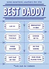 Best Daddy Voucher Card - Fathers Day - Birthday - Cute Thoughtful Card - Lie in created by Hardy-Har!