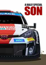 RALLY CAR WRC RACER Greetings card for Son created by RetroMotion Artwork