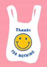 Hilarious Thank You Card For Friends - Carrier Bag - Thanks For Nothing created by Butter Bean Sketch Club