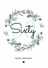 Floral 60th birthday card for her created by SophDc