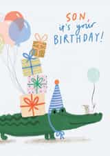 Cute Birthday Card - Son - Crocodile created by Martha Ratcliff Illustration