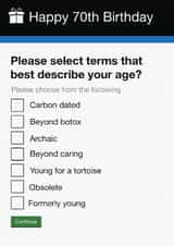 Funny Birthday Card - 70th - Government Gateway Form created by Pottsy Prints