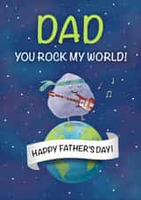 Cute father's day card - rock music - Dad you rock my world! created by J C Perry
