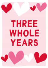 Three Whole Years - Anniversary Card - Wedding Anniversary Card - Cute created by Gem Draws Stuff