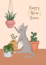 Cute New Home Card - Cat and Plants created by Studio Mads