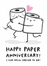 Cute Wedding Anniversary Card - 1 Year Married - Paper Anniversary created by Arrow Gift Co