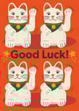Good Luck Card - Waving Cat created by Minnie and Maurice