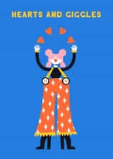 Cute clown card for friendship and love created by Cherbear Creative Studio