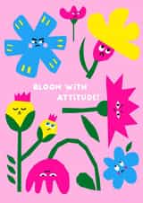 Sassy Birthday Card for a Blooming Friend – Grumpy Flowers Unleash Attitude created by Cherbear Creative Studio
