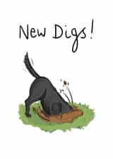 Funny dog card for new home - New Digs! - Labrador new home card created by Designs by Louise