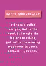 Take a Bullet - Anniversary - Love - Favourite jeans created by Hartfelt Designs