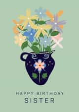 Cute Birthday Card - Sister - Flowers created by Rosewood Design