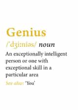 Cute GCSE A-Level Exam Results Card - Genius - Well Done On Passing created by @RoseDesignCards