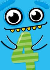 4th Birthday Card - Cute Monster created by Macie Dot Doodles