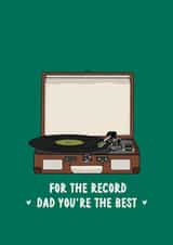 'For The Record Dad, You're The Best' Illustrated card for music loving Dads created by Twisted Rebel Designs