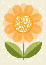 Cute Retro Flower Good Luck Card - Yellow Daisy created by Louise Brainwood