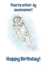 Cute otter, baby otter birthday card, includes a pun. created by Luke C