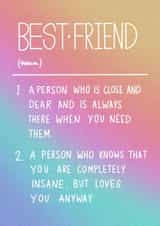 Funny, Best Friends, Definition Card created by CurlyLocksCanvasesUK