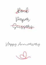 First Year Wedding Anniversary Card - Rock Paper Scissors, for husband or wife created by Pickhaver Cards